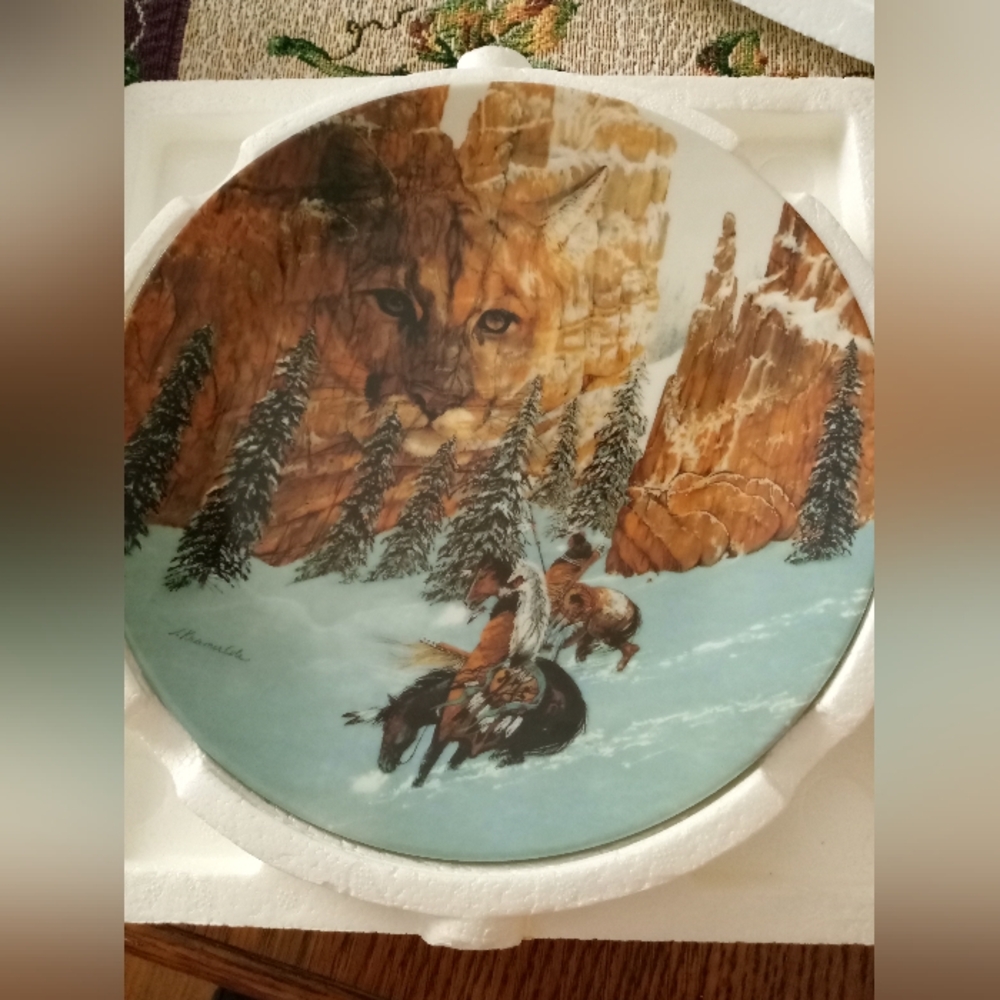 Vintage Bradford exchange 1992 canyon of the cat collector's plate